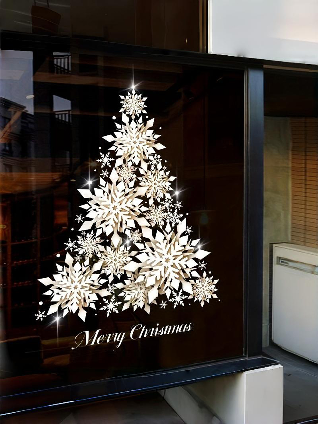 DIY Sparkling Snowflake Christmas Tree Sticker